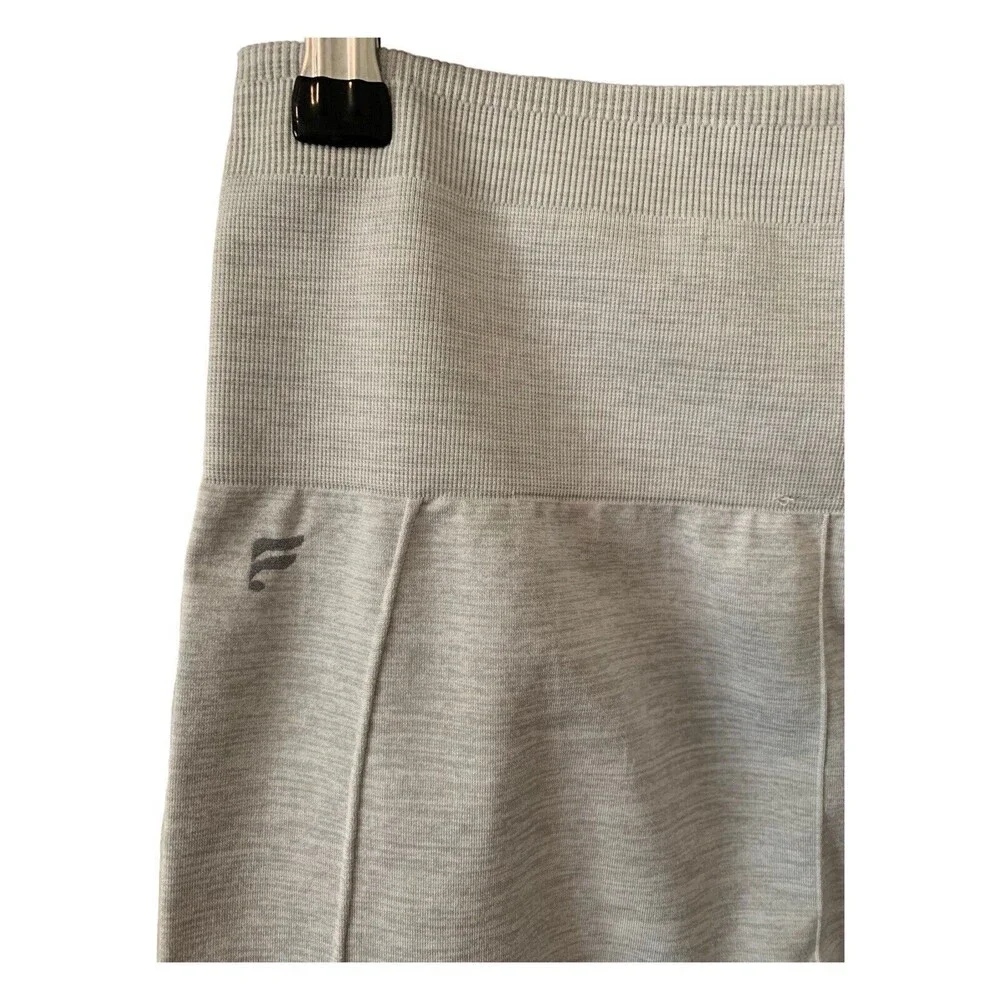 Fabletics Sync High-Waisted Leggings Perforated Side Light Grey Heather ~Small
